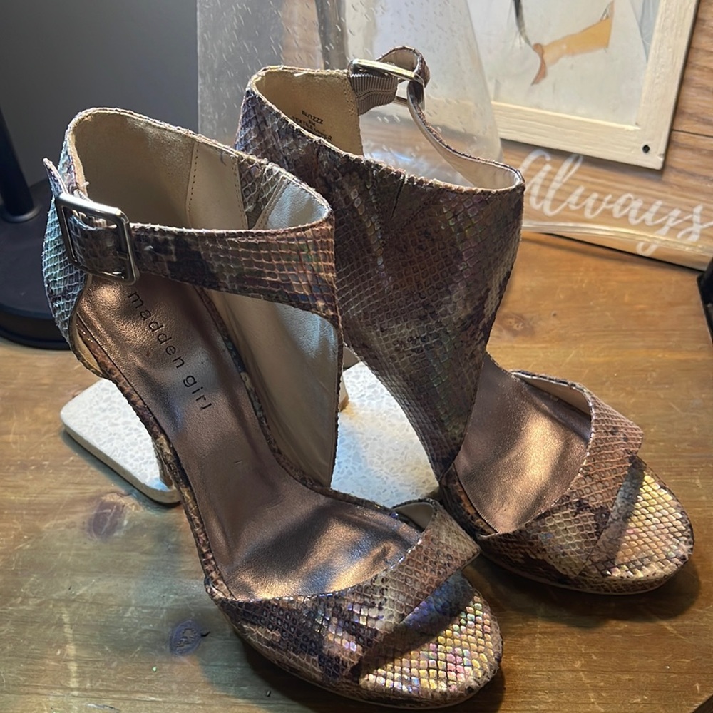 Madden Girl Vegan Multi Blitzzz Platform Open Toe Heels 9